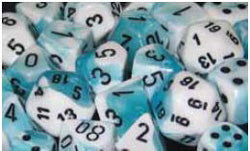 7CT GEMINI TEAL-WHITE W/BLACK DICE SET | Gopher Games