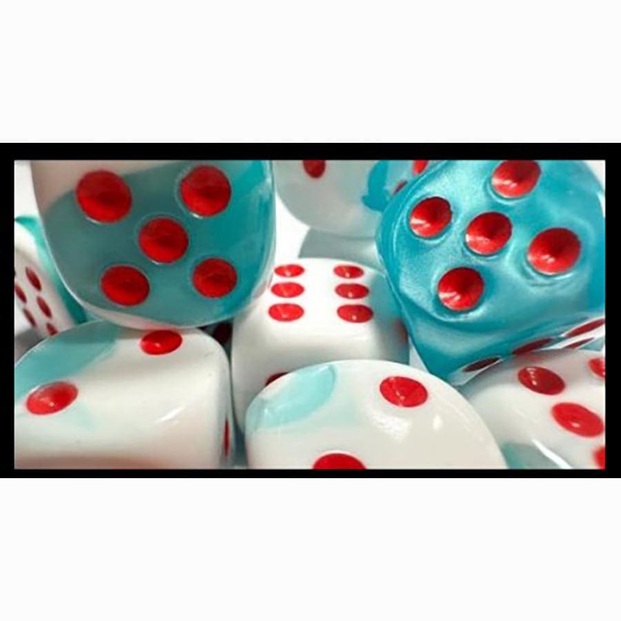 16MM 12CT D6 BLOCK: GEMINI TEAM-WHITE WITH RED | Gopher Games