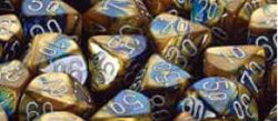 D6 -- 12MM GEMINI DICE, BLUE-GOLD/WHITE; 36CT | Gopher Games