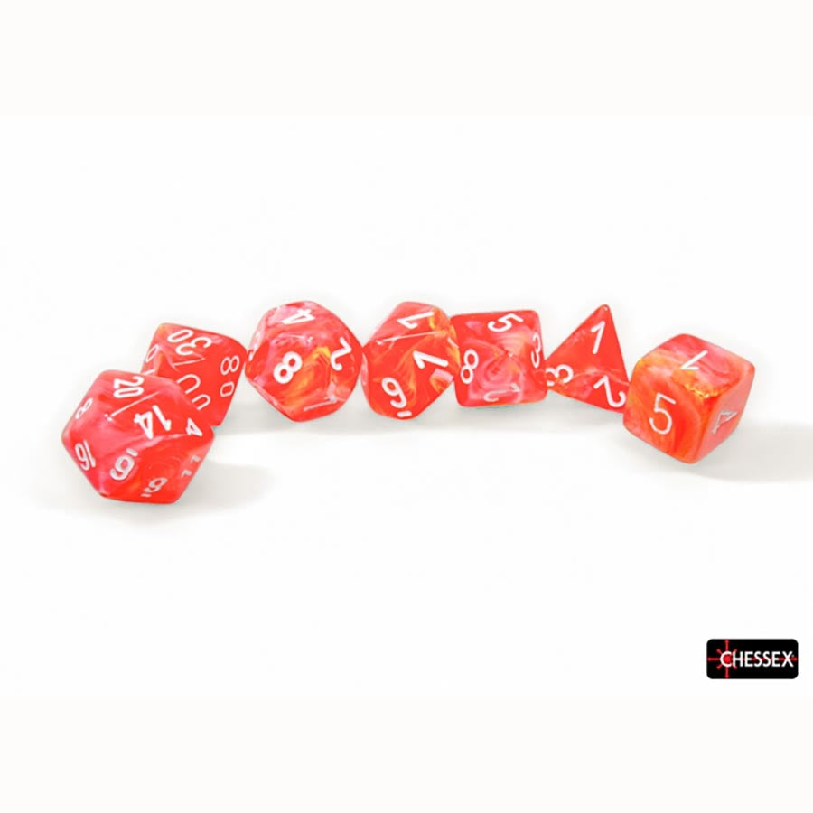 FESTIVE POLYHEDRAL DAHLIA WITH WHITE LUMINARY 7-DIE SET | Gopher Games
