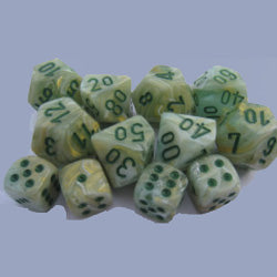 D6 -- 12MM MARBLE DICE, GREEN/DARK GREEN, 36CT | Gopher Games