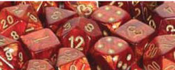 D6 -- 12MM SCARAB DICE, SCARLET/GOLD, 36CT | Gopher Games