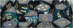 D6 -- 12MM SCARAB DICE, JADE/GOLD, 36CT | Gopher Games