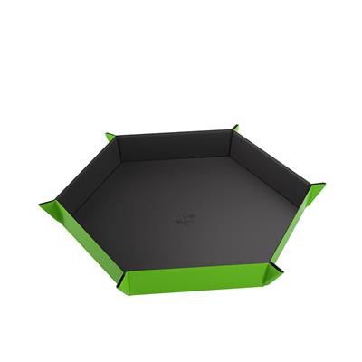 MAGNETIC DICE TRAY HEXAGONAL BLACK/GREEN | Gopher Games