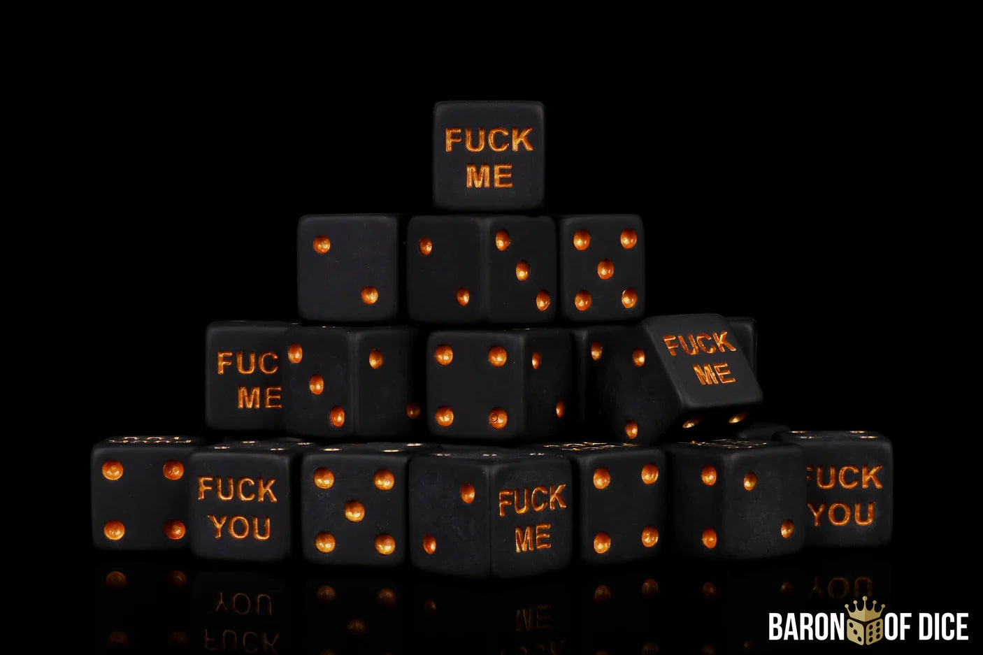 F**k Me & F**k You Dice | Matte Black (25, Square Corner) | Gopher Games