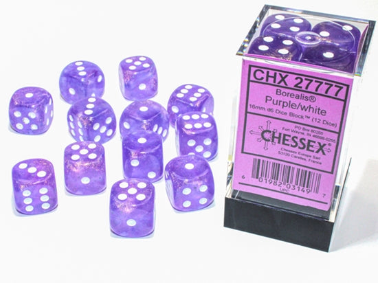 D6 -- 16MM Borealis Purple/white | Gopher Games