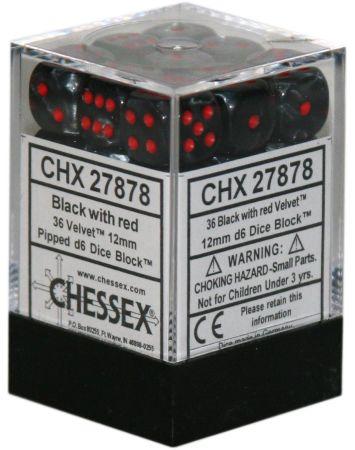 VELVET 36D6 BLACK/RED 12MM | Gopher Games