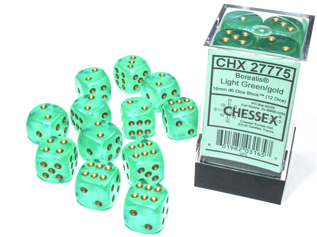 BOREALIS 12D6 LIGHT GREEN/GOLD 16MM LUMINARY | Gopher Games