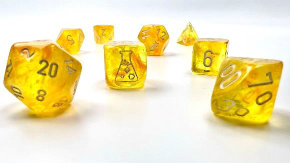 BOREALIS 7-DIE SET CANARY/WHITE LUMINARY W/BONUS D6 | Gopher Games