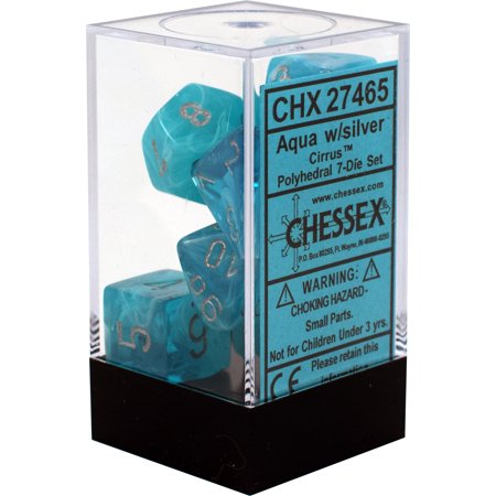 Cirrus: Aqua/silver Polyhedral Set | Gopher Games