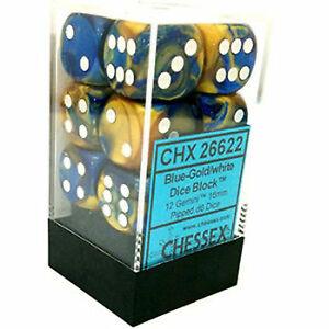 Gemini: Blue-Gold/White 16mm D6 Set | Gopher Games