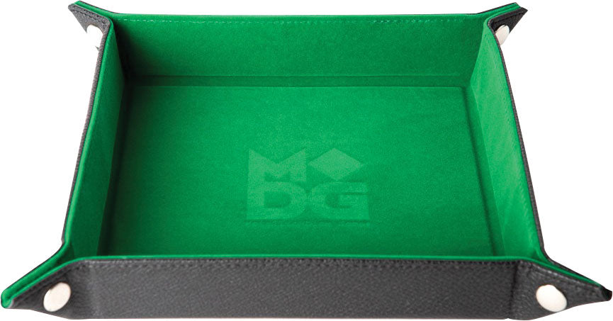 Velvet Folding Dice Tray with Leather Backing: Green | Gopher Games