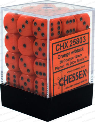 Opaque: Orange/Black 12mm D6 Set | Gopher Games