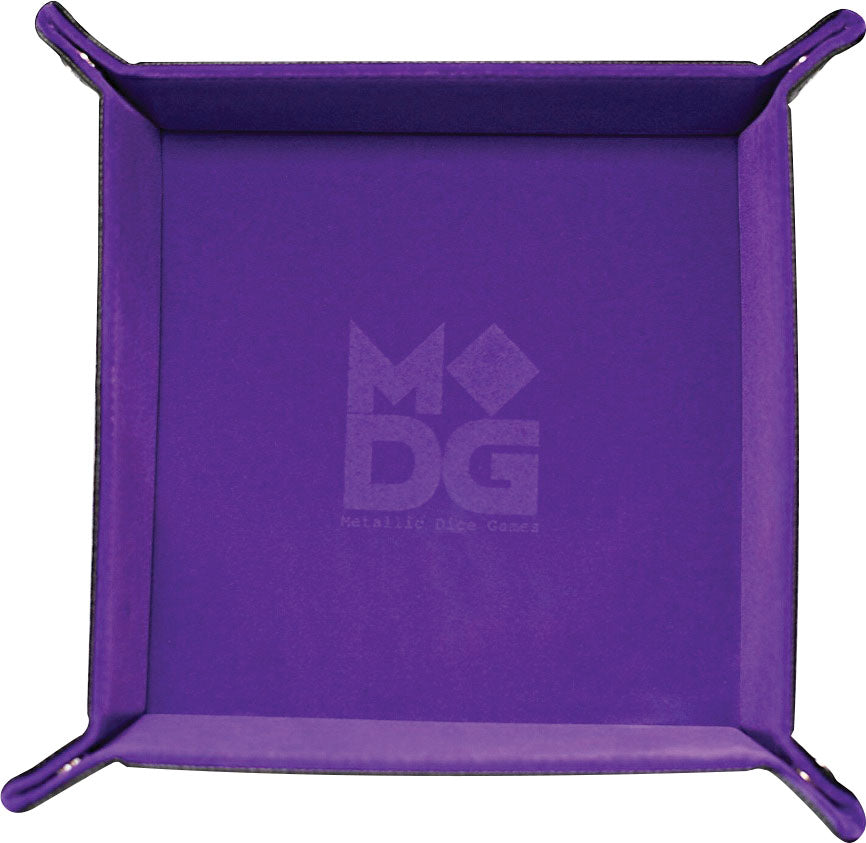 Velvet Folding Dice Tray with Leather Backing: Purple | Gopher Games