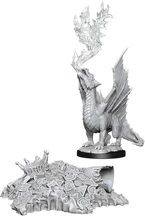 D&D Nolzur's Marvelous Miniatures: Gold Dragon Wyrmling & Small Treasure Pile | Gopher Games