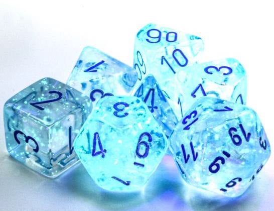 Borealis: Icicle / Light Blue Luminary Polyhedral Set | Gopher Games