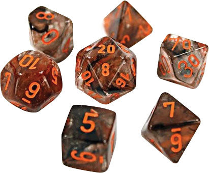 Lab Dice 4 Nebula: Copper Matrix / Orange Polyhedral Set | Gopher Games