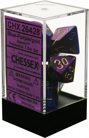 Gemini: Blue-Purple/Gold Polyhedral Set | Gopher Games