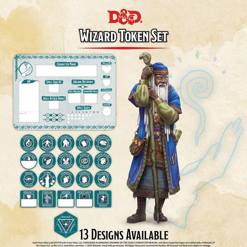 Dungeons and Dragons RPG: Wizard Token Set | Gopher Games