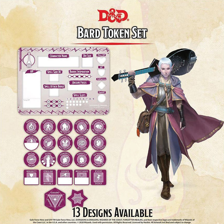 Dungeons and Dragons RPG: Bard Token Set | Gopher Games