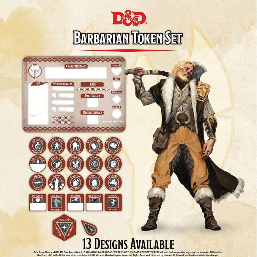 Dungeons and Dragons RPG: Barbarian Token Set | Gopher Games