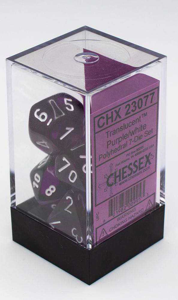 Translucent: Purple/White Polyhedral Set | Gopher Games