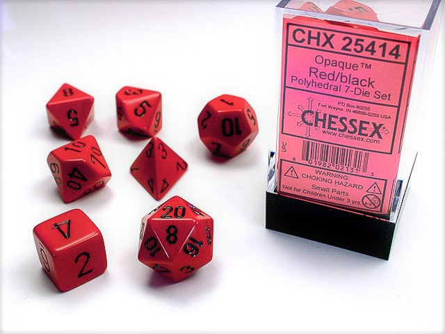 Opaque Polyhedral Red/black 7-Die Set | Gopher Games