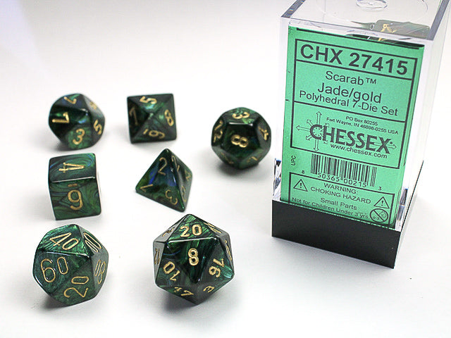Scarab® Polyhedral Jade/gold 7-Die Set | Gopher Games