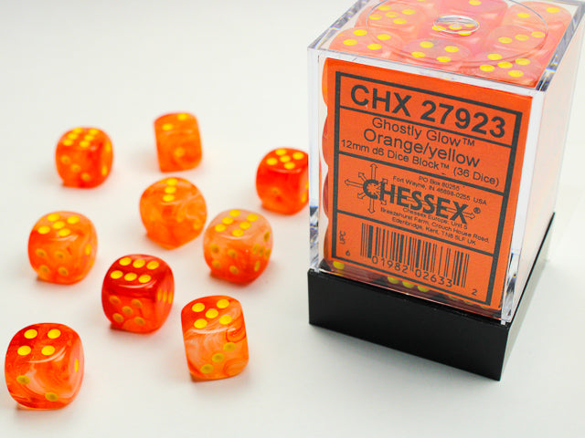 Ghostly Glow™ 12mm d6 Orange/yellow Dice Block™ (36 dice) | Gopher Games