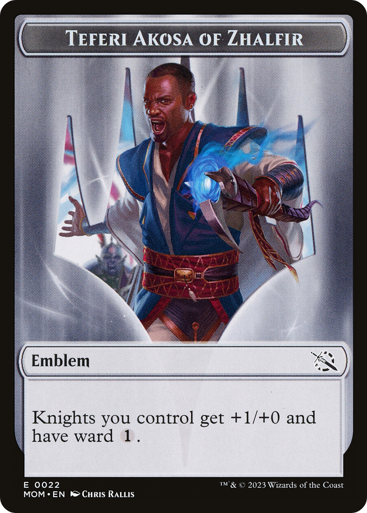 Treasure (21) // Teferi Akosa of Zhalfir Emblem Double-Sided Token [March of the Machine Tokens] | Gopher Games