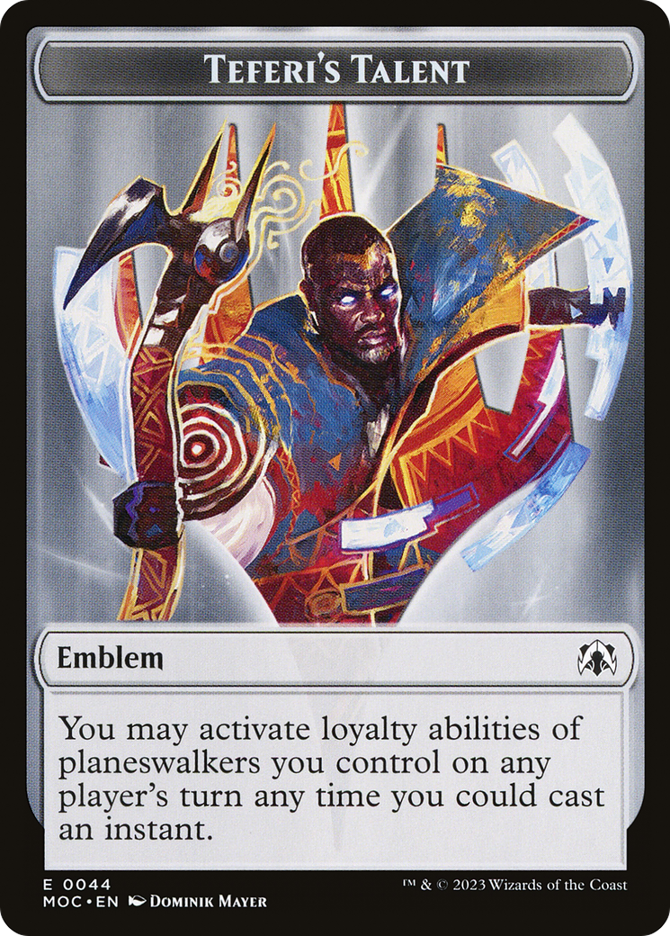 First Mate Ragavan // Teferi's Talent Emblem Double-Sided Token [March of the Machine Commander Tokens] | Gopher Games