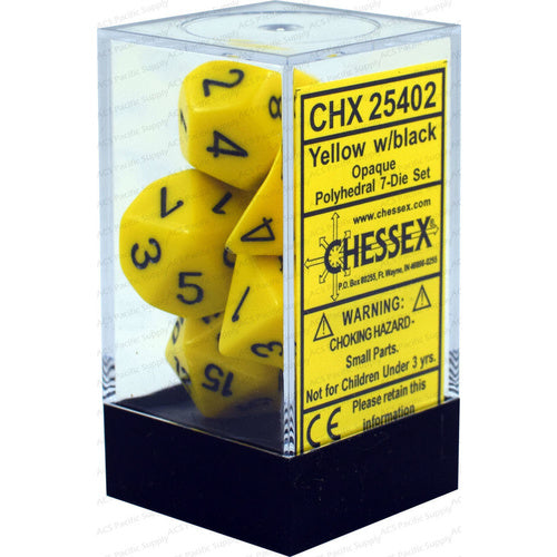 Opaque Yellow/Black Polyhedral 7-Die Set | Gopher Games