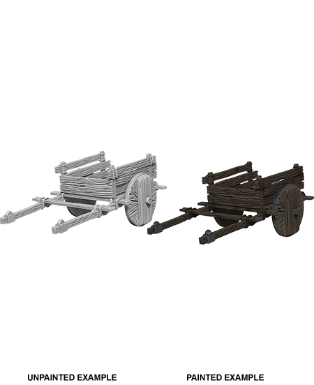 WizKids Deep Cuts Unpainted Miniatures: 2 Wheel Cart | Gopher Games