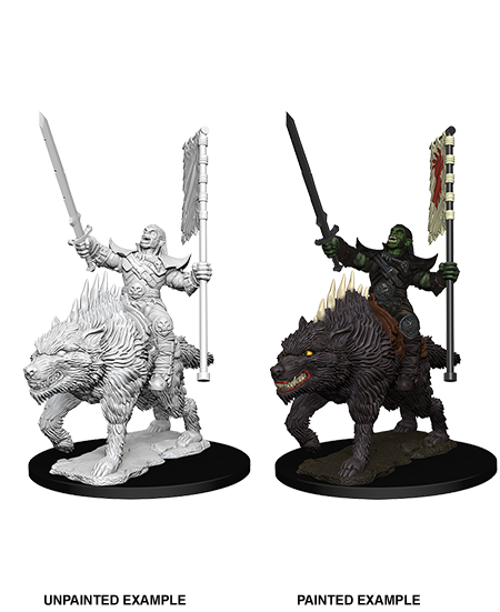 Pathfinder Deep Cuts Unpainted Miniatures: Orc on Dire Wolf | Gopher Games