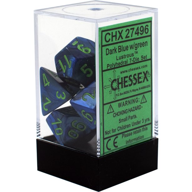 Lustrous: Dark Blue/Green Polyhedral Set | Gopher Games