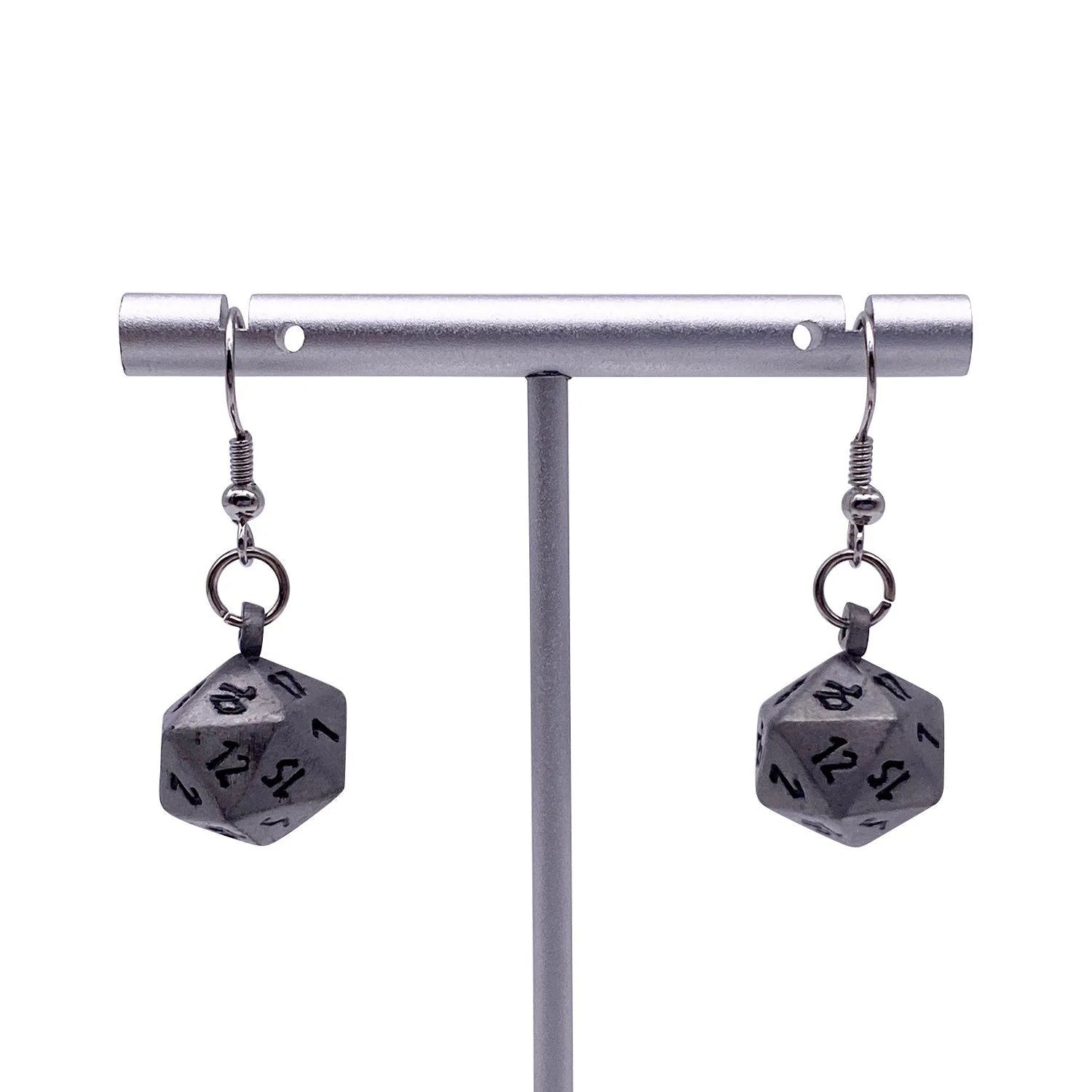 AGED MITHRAL - IOUN STONE D20 DICE EARRINGS BY NORSE FOUNDRY | Gopher Games