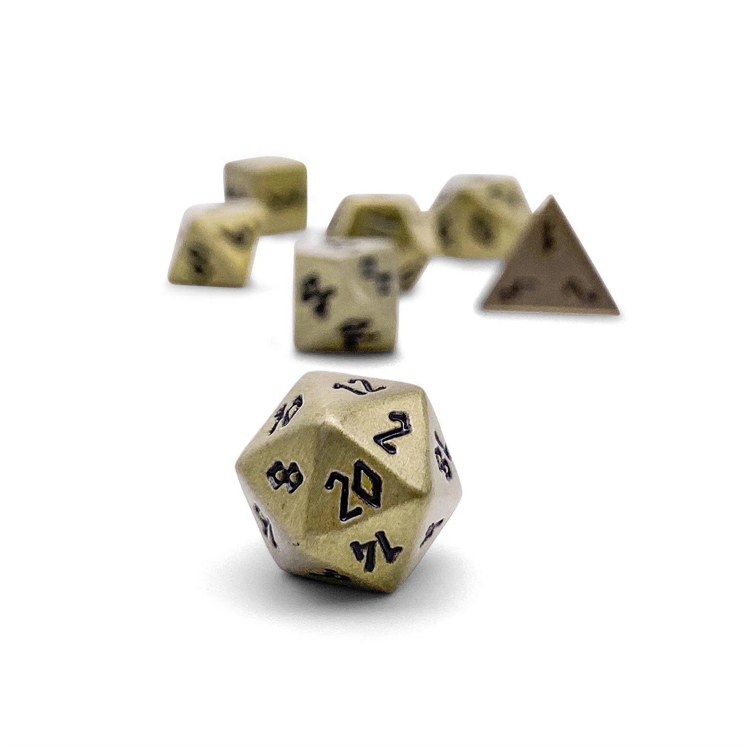 BRONZE DRAGON SCALE PEBBLE™ DICE - 10MM ALLOY MINI POLYHEDRAL DICE SET | Gopher Games