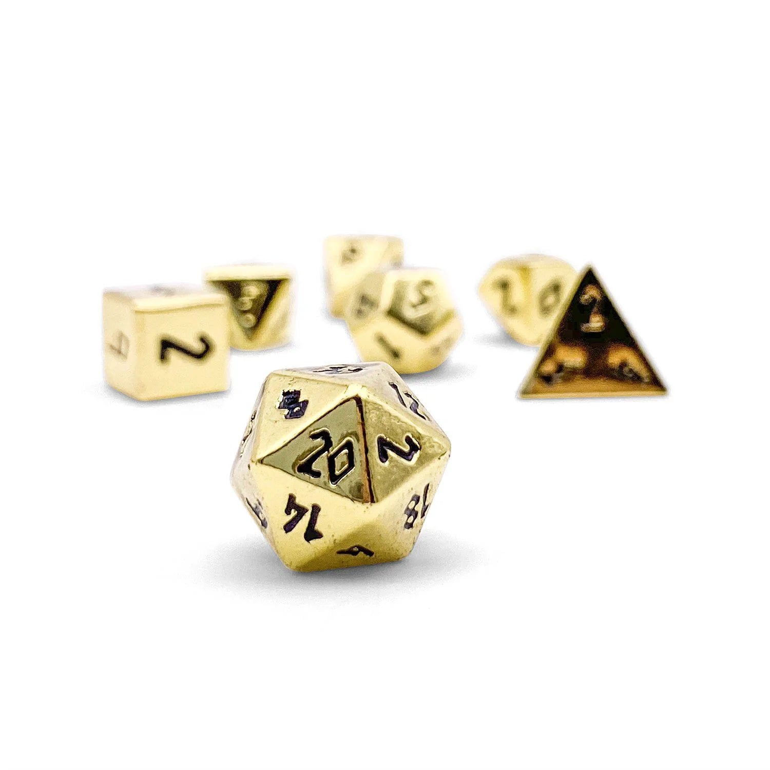 DEAD MAN'S GOLD PEBBLE™ DICE - 10MM ALLOY MINI POLYHEDRAL DICE SET | Gopher Games