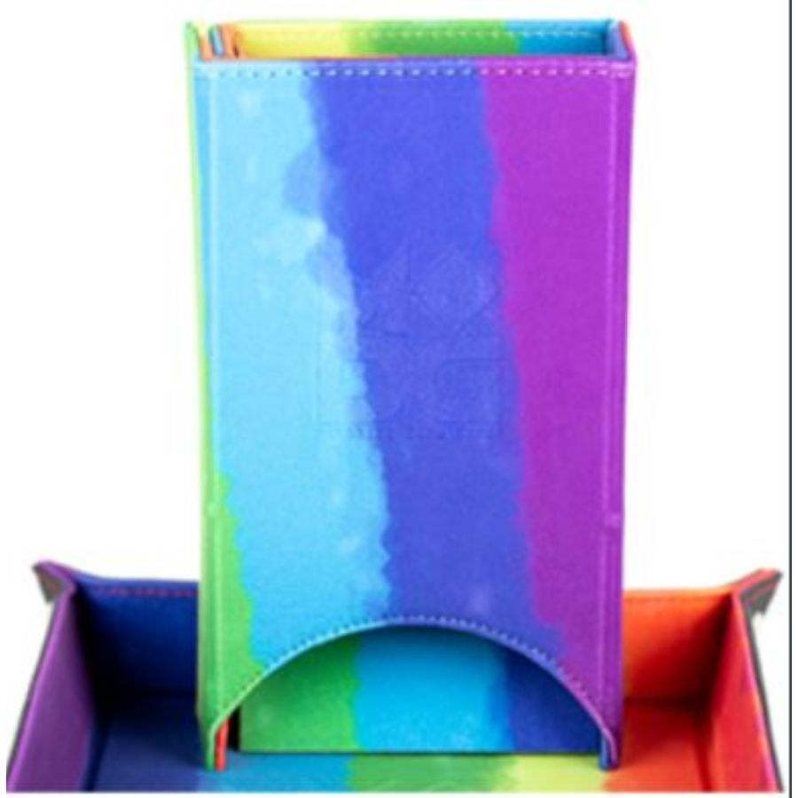 Fold Up Velvet Dice Tower: Watercolor Rainbow | Gopher Games