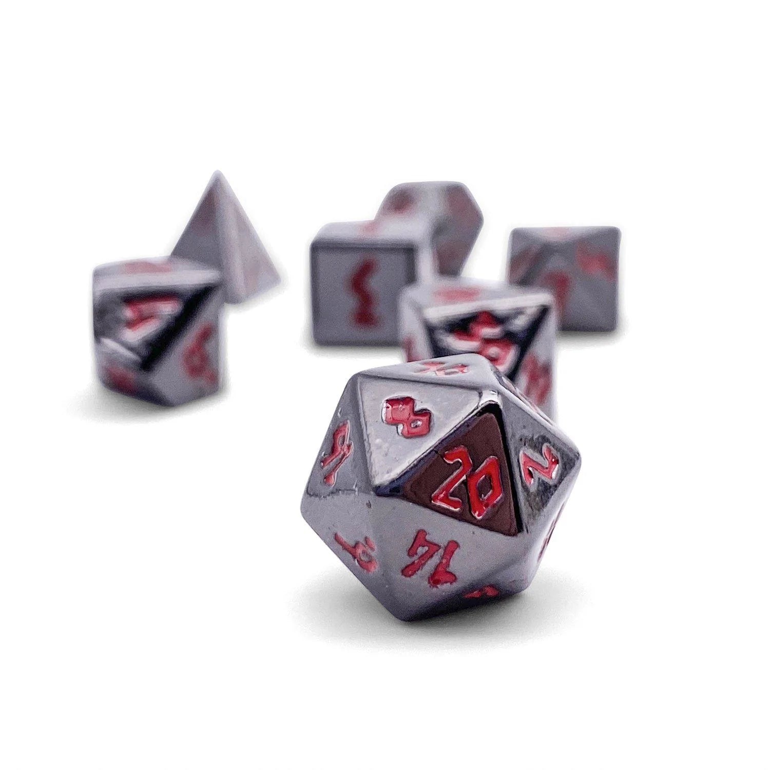 NIGHTMARE BLACK PEBBLE™ DICE - 10MM ALLOY MINI POLYHEDRAL DICE SET | Gopher Games