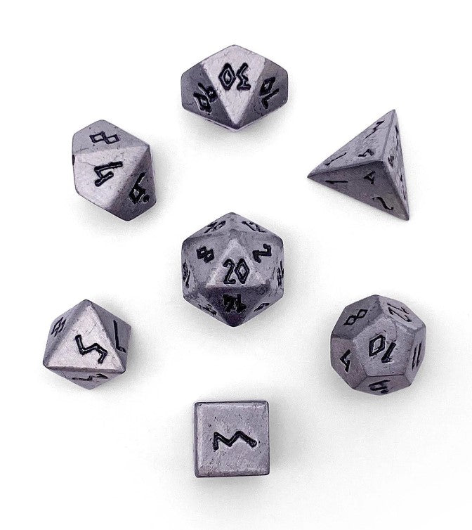 Aged Mithiral Pebble Dice  Alloy Mini Polyhedral Dice Set | Gopher Games