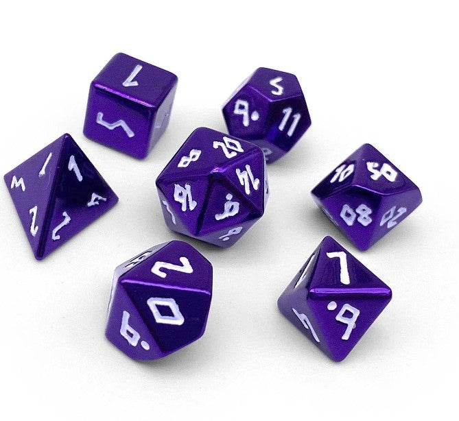 BARDIC PURPLE PEBBLE™ DICE - 10MM ALLOY MINI POLYHEDRAL DICE SET | Gopher Games