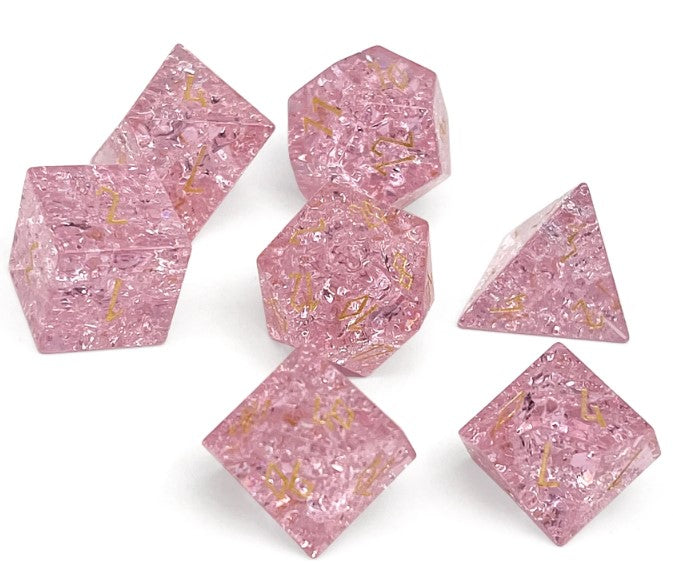 SHATTERED ZIRCON TOURMALINE - 7 PIECE RPG SET ZIRCON GLASS DICE | Gopher Games