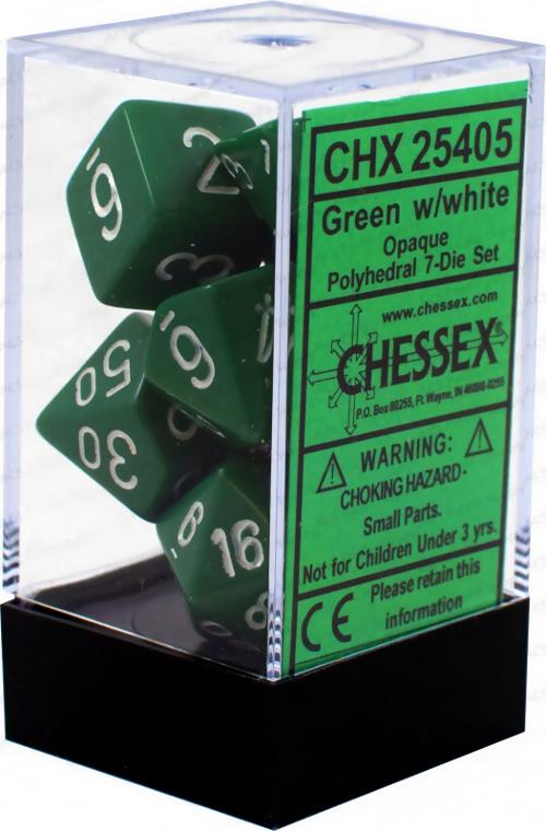 Opaque: Green/White Polyhedral Set | Gopher Games