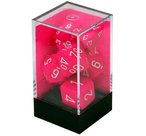 Opaque: Pink/White Polyhedral Set | Gopher Games