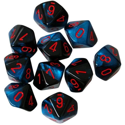 Gemini: Black-Starlight/Red D10 Set | Gopher Games