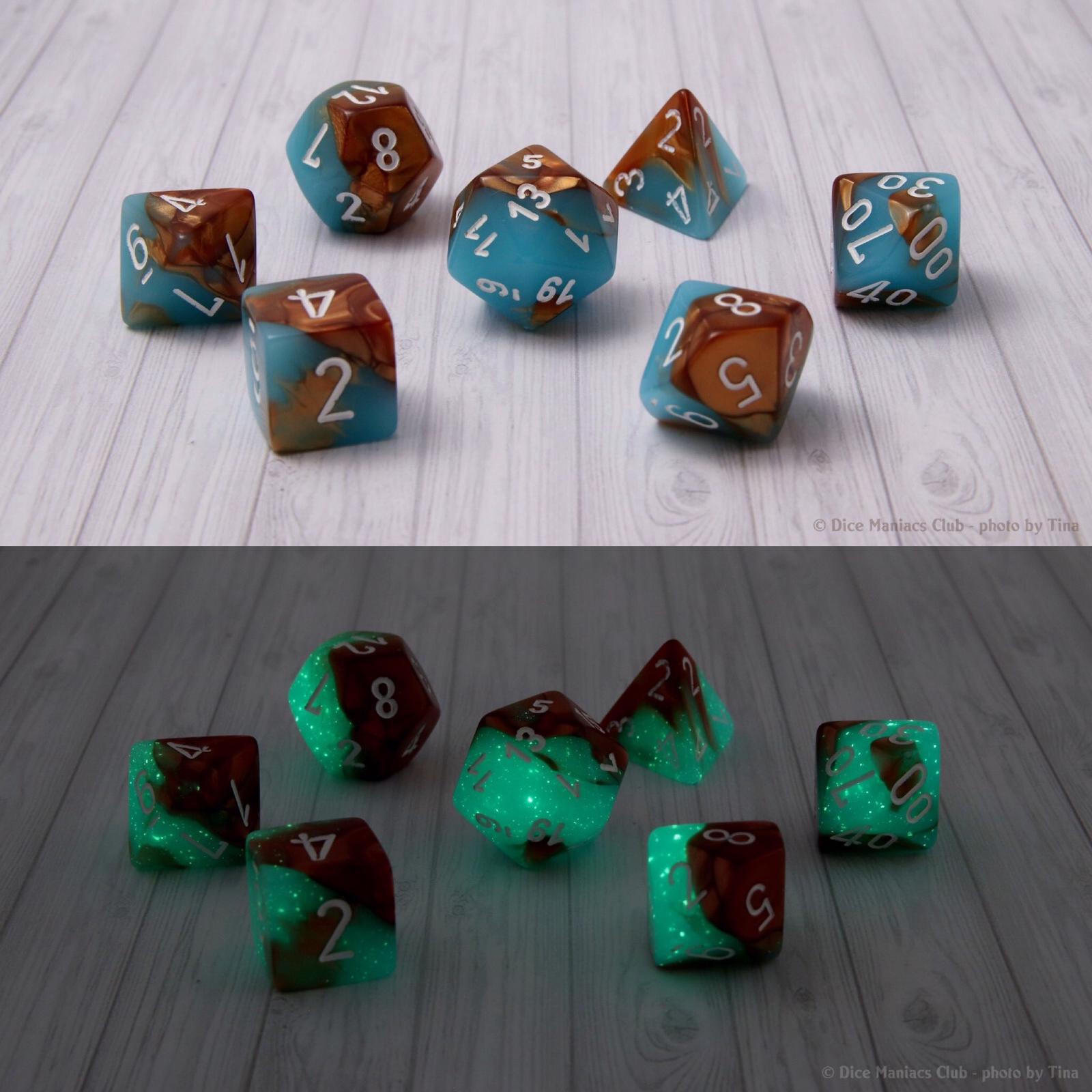 Lab Dice Gemini: Orange-Purple/White Polyhedral Set | Gopher Games