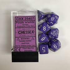 Opaque Purple/White Polyhedral 7-Die Set | Gopher Games