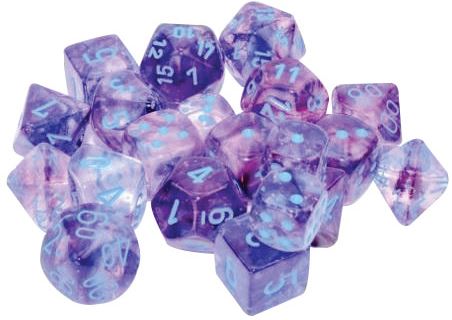 Nebula: 16mm d6 Nocturnal/blue Luminary Dice Block (12 dice) | Gopher Games