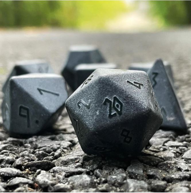 Black Obsidian - Raised 7 piece RPG set Gemstone Dice | Gopher Games